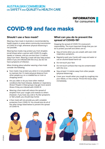Information for consumers about wearing a face mask for COVID-19 protection