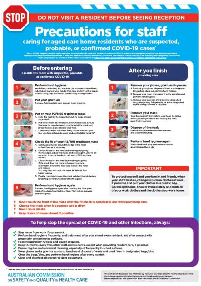COVID-19: Aged care staff infection prevention and control precautions