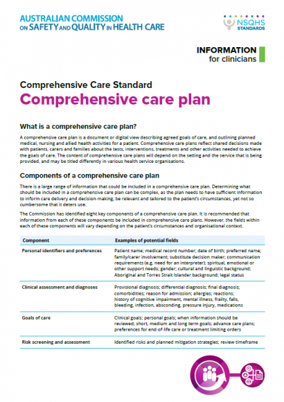 Components of the comprehensive care plan