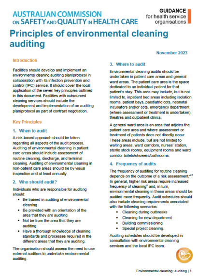 Enviromental cleaning - Auditing - August 2020