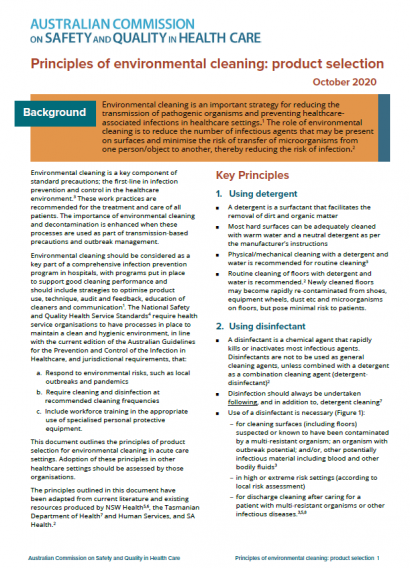 Environmental cleaning Product selection Factsheet October 2020
