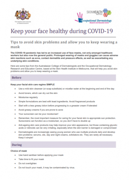 Avoiding skin problems with face masks