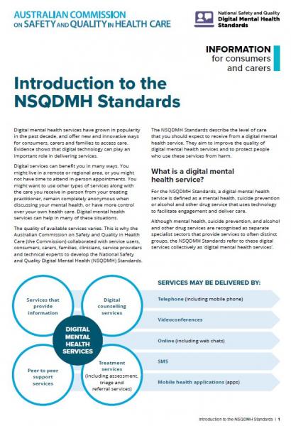 Fact Sheet - Introduction to the National Safety and Quality Digital Mental Health Standards: Information for consumers and carers