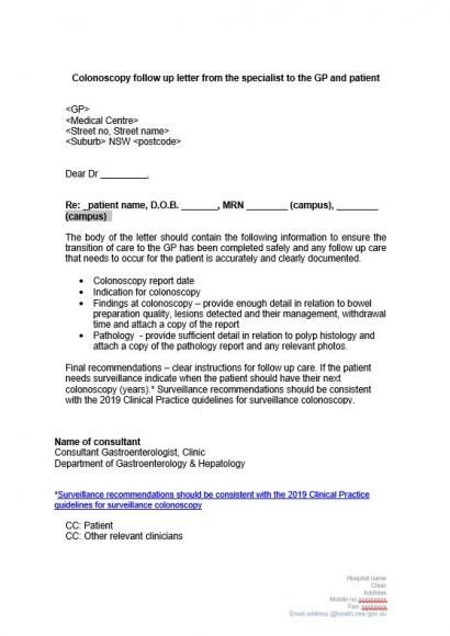 Thumbnail of Colonoscopy Followup Letter. 