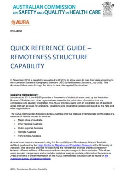 OrgTRx Quick Reference Guide – Remoteness Capability Functionality