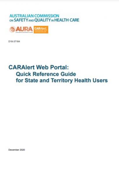 CARAlert Web Portal: Quick reference guide for state and territory users