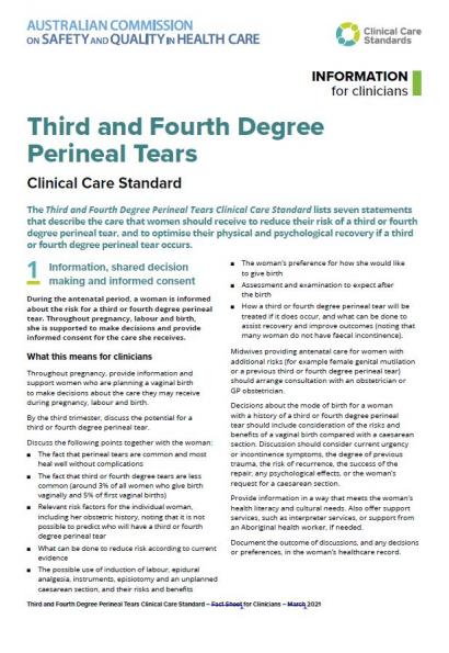 Thumbnail for Information for clinicians - Third and Fourth Degree Perineal Tears