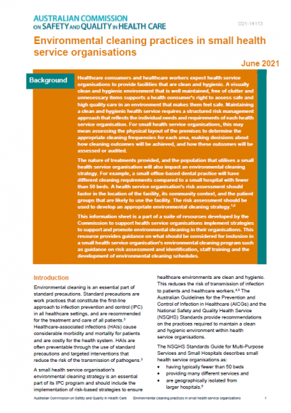 Environmental cleaning practices for small organisations