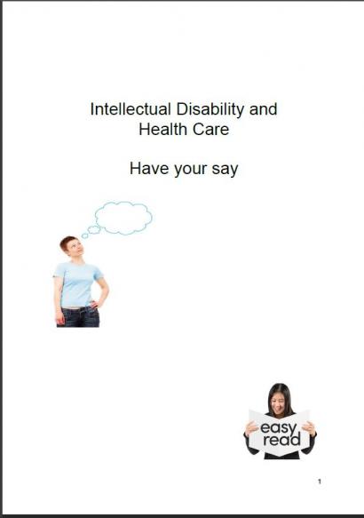 An image of a person with a thought bubble over their head, and an image of a person reading a document that says Easy Read