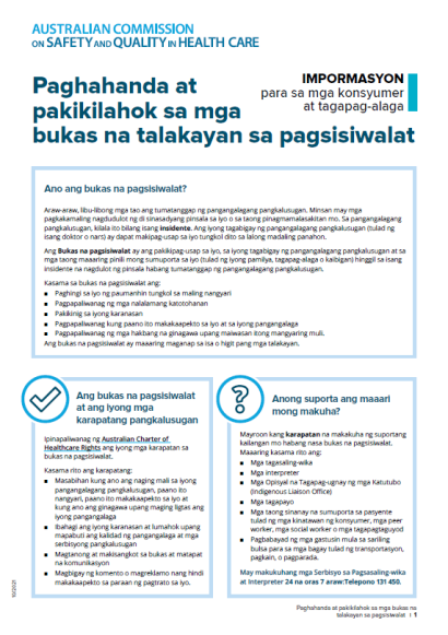Open Disclosure- Preparing and participating in open disclosure discussions_Tagalog