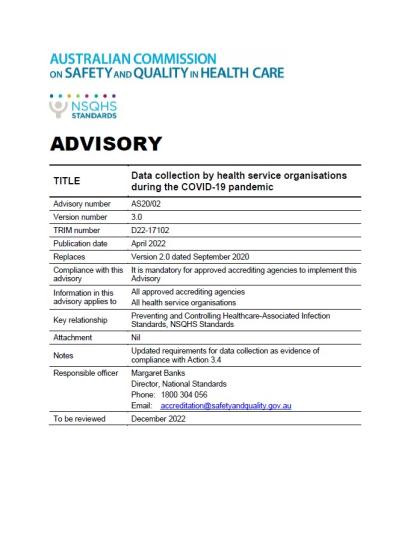 Front page of Advisory AS20/02