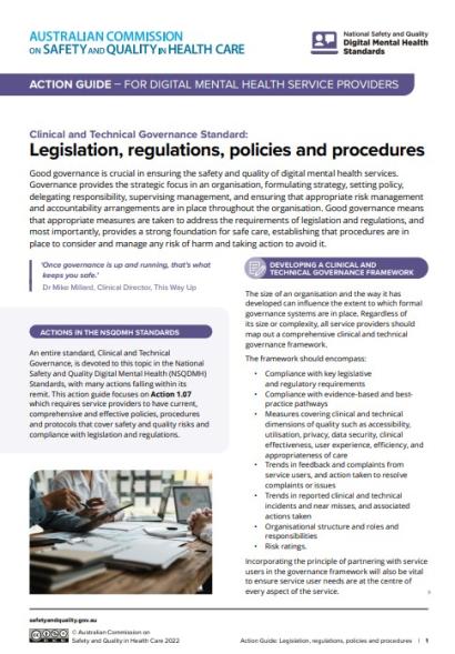 Action guide - Legislation, regulations, policies and procedures