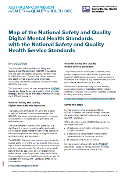A thumbnail of the NSQDMH Standards mapping tool