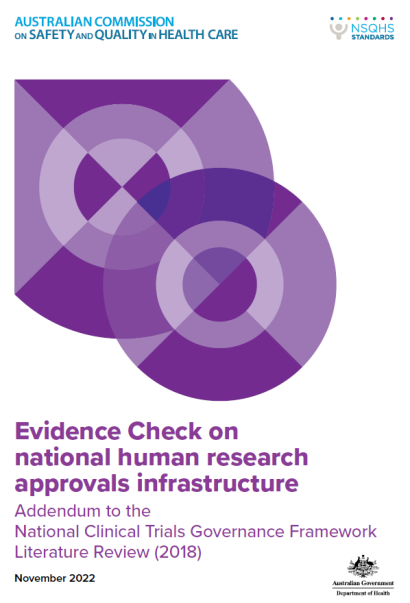 Evidence Check on national human research approvals infrastructure 