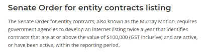 A screenshot of the description for Senate Order 13 Murray Motion