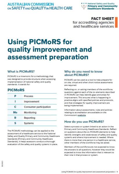 PICMoRS Fact Sheet for Primary and Community Healthcare Standards