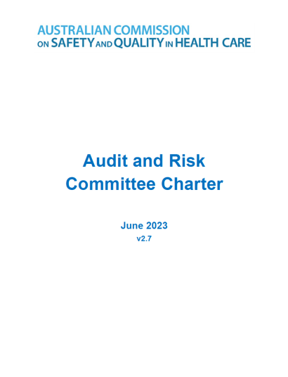 A thumbnail of the cover page of the ACSQHC Audit and Risk Committee Charter