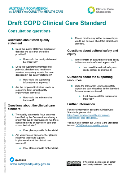 COPD Clinical Care Standard - consultation questions