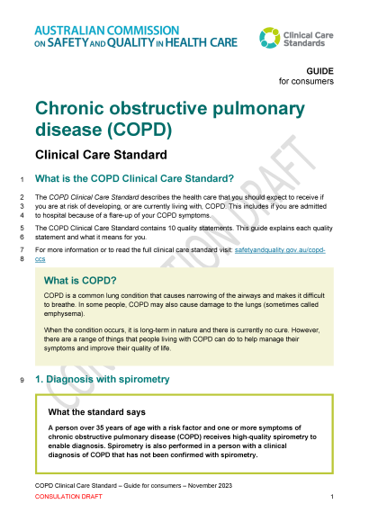 COPD Clinical Care Standard - consumer guide consultation