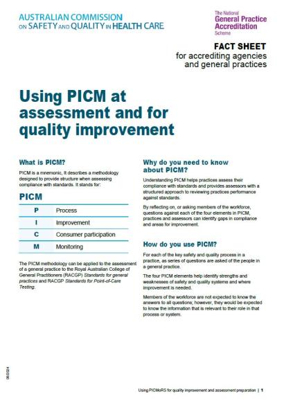 Using PICM at assessment and for quality improvement
