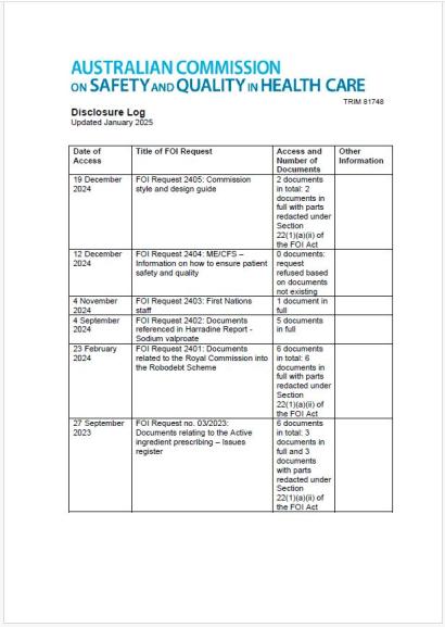 Thumbnail - FOI Disclosure Log