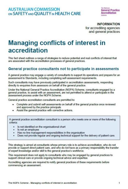 Managing conflicts of interest in accreditation