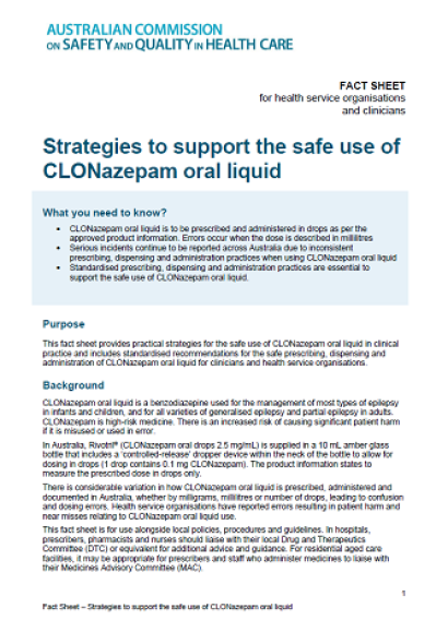 Strategies to support the safe use of CLONazepam oral liquid
