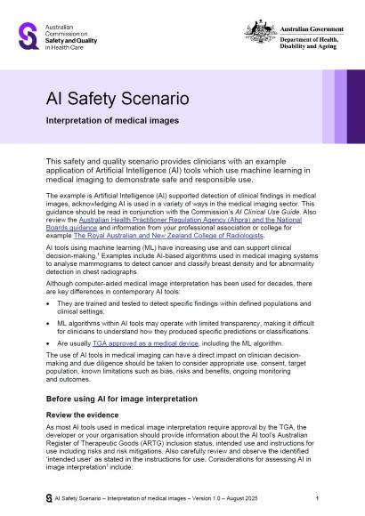 AI Safety Scenario - Interpretation of medical images