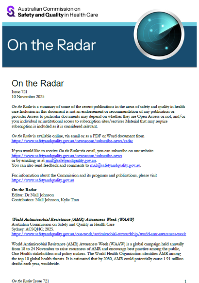 Front cover image of On the Radar Issue 721
