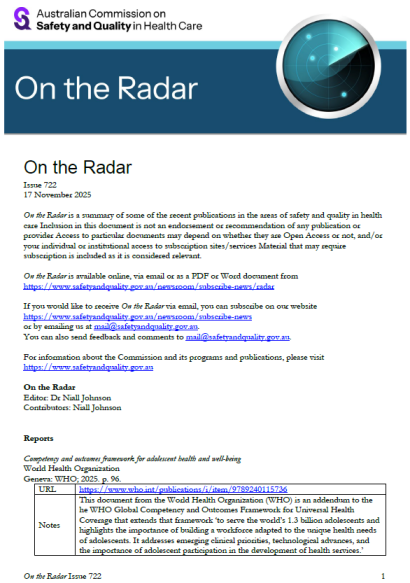 Front page image of On the Radar Issue 722