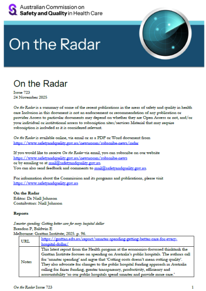 Front page image of On the Radar Issue 723