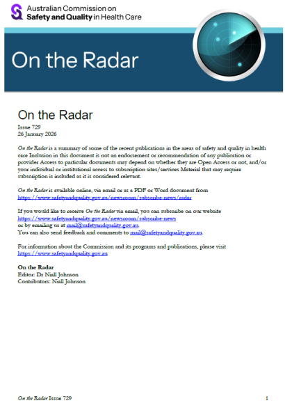 Front cover image of On the Radar Issue 729