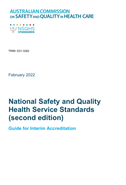 Image shows a picture of the cover page of the resource with the Commission's logo, NSQHS Standards logo and the title of the resource