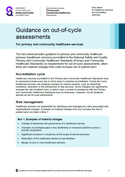 Guidance on out-of-cycle assessments for primary and community healthcare services