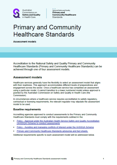 Primary and Community Healthcare Standards assessment models