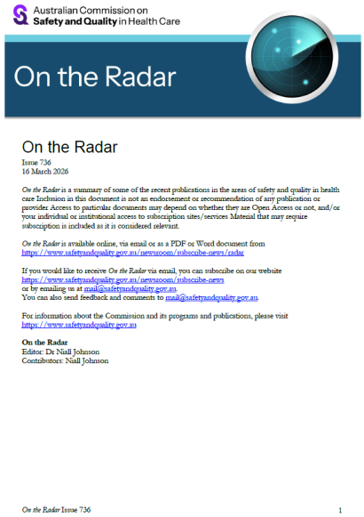 Front cover image for On the Radar Issue 736