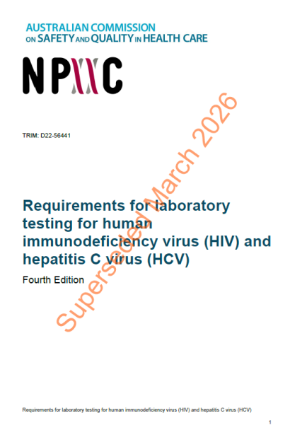 An image of the front cover of the document Requirements for laboratory testing for human immunodeficiency virus and hepatitis c virus, Fourth Edition
