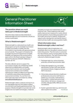 Cover image of 'MedicineInsight healthcare professional information sheet' document