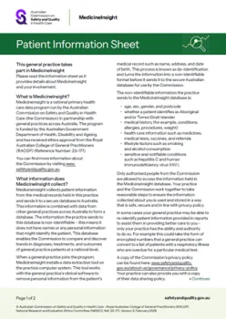 Cover image of 'MedicineInsight patient information sheet' document
