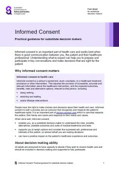 Thumbnail image for the informed consent - practical guidance for substitute decision makers