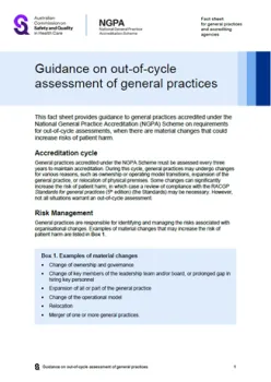 Cover image of 'Guidance on out-of-cycle assessment of general practices' document
