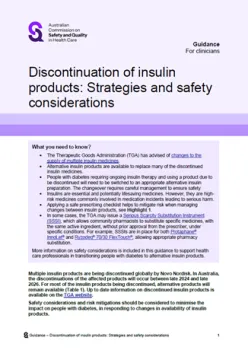 Cover image of 'Discontinuation of insulin products: Strategies and safety considerations' document