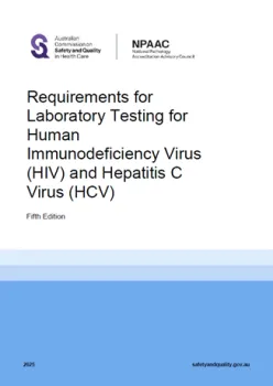 Cover image of 'Requirements for Laboratory Testing for Human Immunodeficiency Virus (HIV) and Hepatitis C Virus (HCV) (fifth edition, 2025)' document