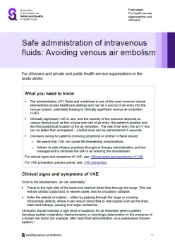 Thumbnail image for safe administration of intravenous fluids: avoiding venous air embolism