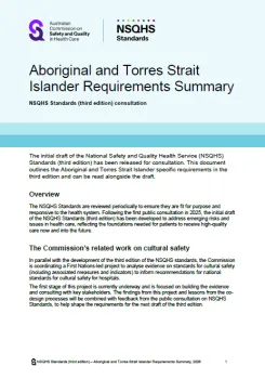 Thumbnail image for the Aboriginal and Torres Strait Islander Requirements Summary - NSQHS Standards (third edition)