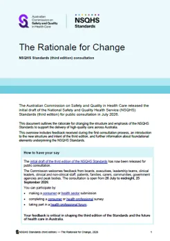 Thumbnail image for The Rationale for Change - NSQHS Standards (third edition)