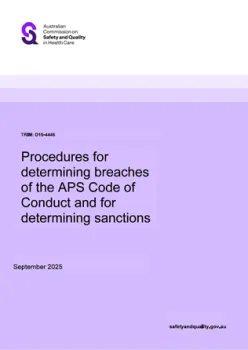 Cover of 'This document is the Commission's Procedures for determining breaches of the APS Code of Conduct and for determining sanction' document
