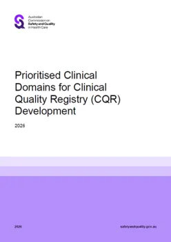 Cover of 'Prioritised list of clinical domains for clinical quality registry development (2026)' document