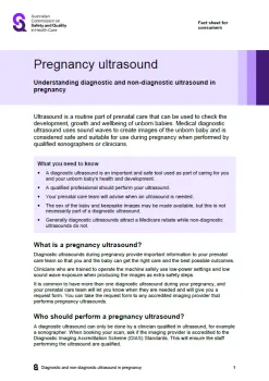 Thumbnail image for the pregnancy ultrasound fact sheet for consumers