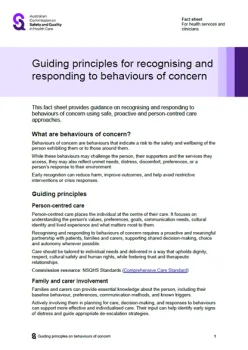 Guiding principles for recognising and responding to behaviours of ...